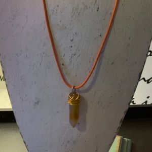 Handmade Light Brown Beige Gemstone Orange Necklace